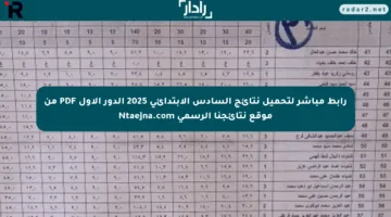 رابط مباشر لتحميل نتائج السادس الابتدائي 2025 الدور الأول PDF من موقع نتائجنا الرسمي Ntaejna.com